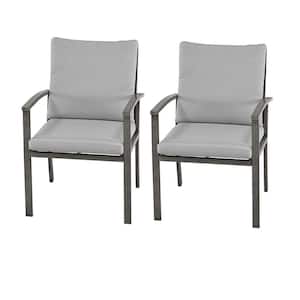 Modique 2-Piece Aluminum Patio Dining Chairs with Light Gray Cushions