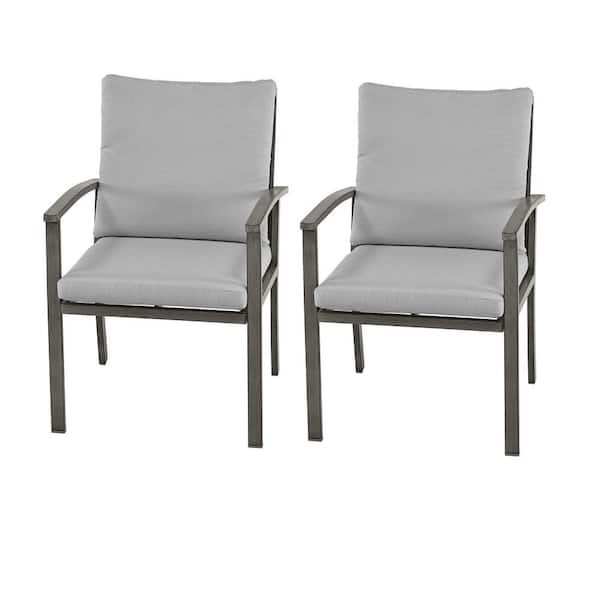 EGEIROSLIFE Modique 2-Piece Aluminum Patio Dining Chairs with Light Gray Cushions