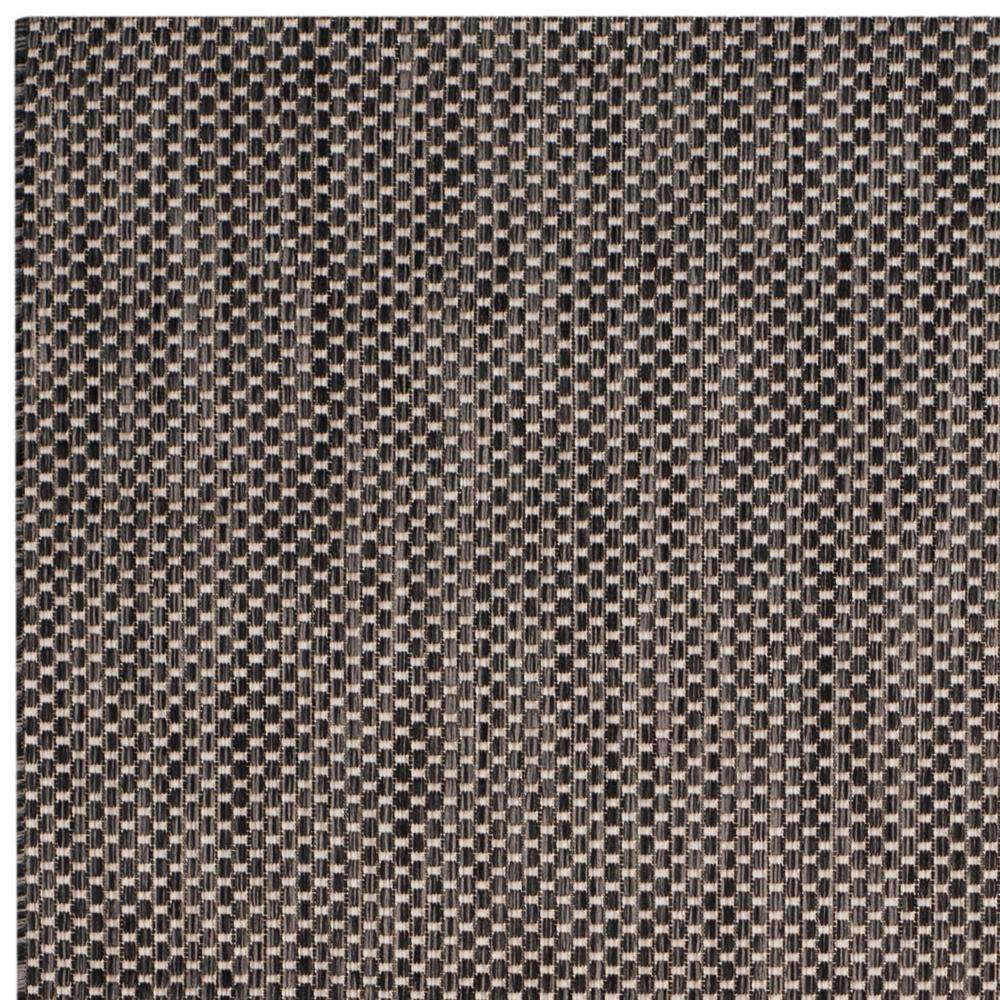 Black and Beige Rectangular Synthetic Outdoor Rug