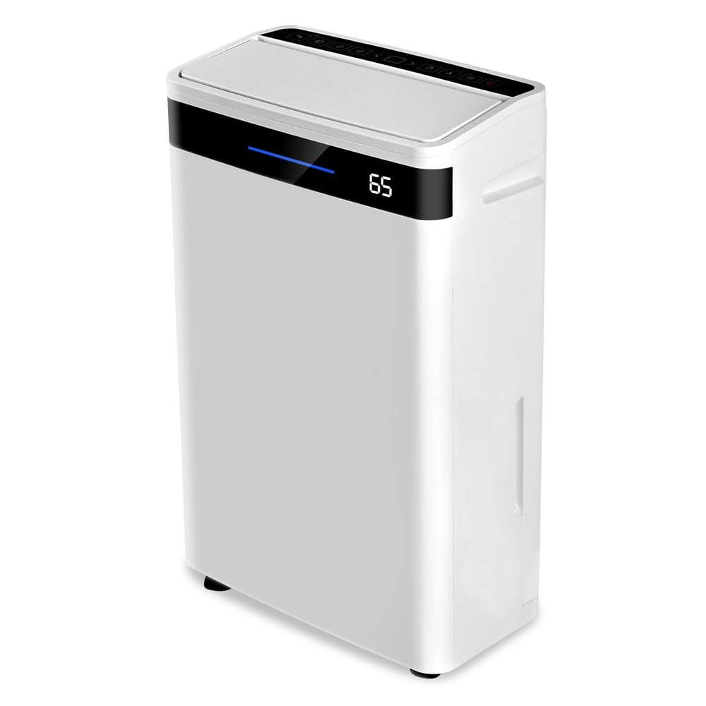 Edendirect 60 pt. 4500 sq. ft. Portable Dehumidifier with Bucket in White, with Drainage Hose ...