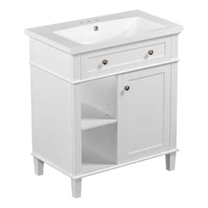 Aoibox 30 in. W White Bathroom Vanity with Single Sink, Combo Cabinet Undermount Sink, Bathroom Storage Cabinet Vanities