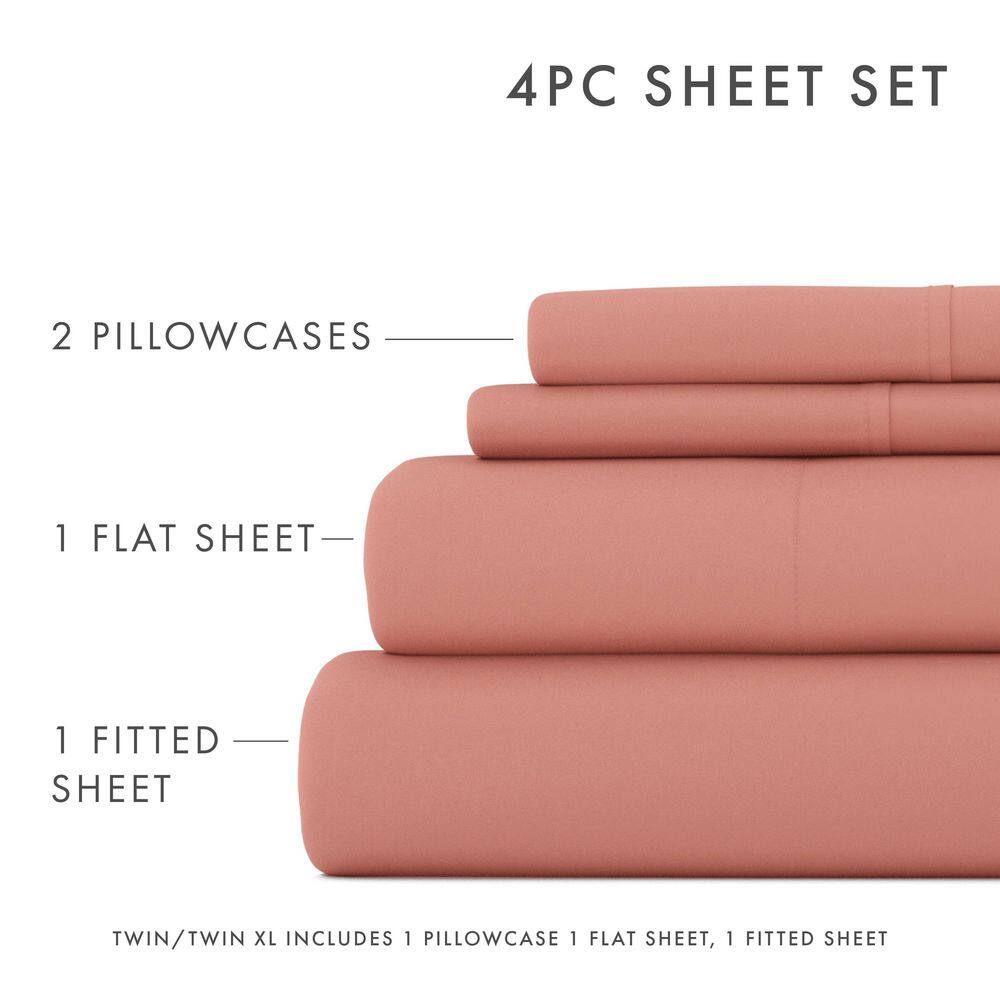 Clay Solid Queen 4-Piece Microfiber Bed Sheet Set