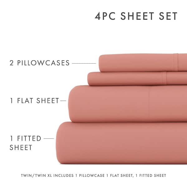 Becky Cameron 4-PieceSolid Clay Queen Bed Sheet Set IH-4PC-Q-CL - The Home  Depot