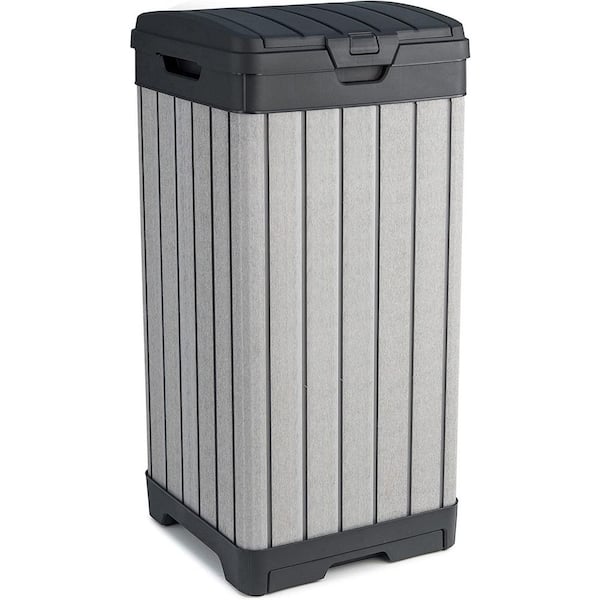 38 Gal. Gray Resin Trash Can, with A Lid and Dripping Disk Suitable For Terraces, Kitchens and Outdoor
