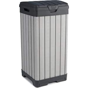 38 Gal. Gray Resin Trash Can, with A Lid and Dripping Disk Suitable For Terraces, Kitchens and Outdoor