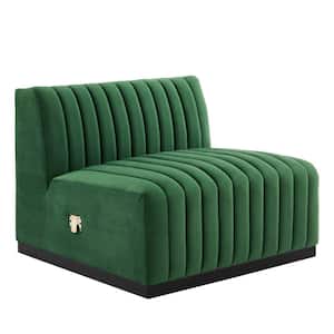 Conjure Emerald Channel Tufted Performance Velvet Armless Chair