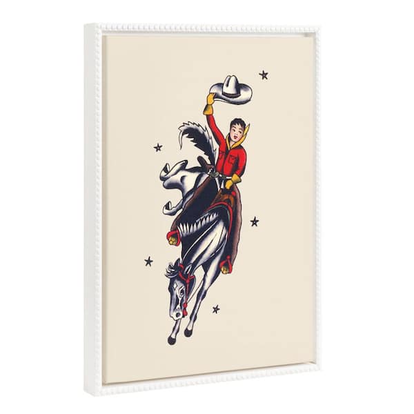 Kate and Laurel Sylvie Vintage Cowgirl Framed Canvas by Corinna Buchholz of Piddix Set of 1 Country Art Print 18.00 in. x 24.00 in.