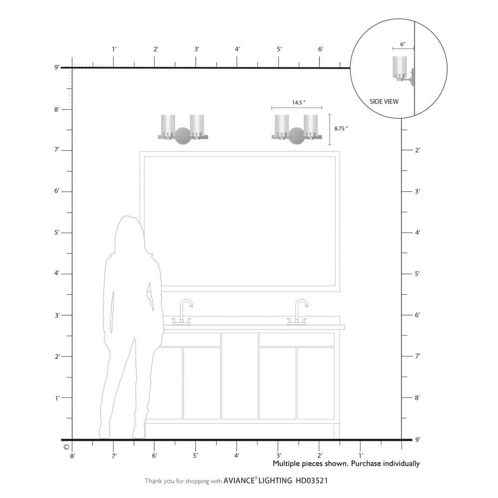 Sleek Manhattan Brushed Nickel 2-Light Vanity with Double-Glass