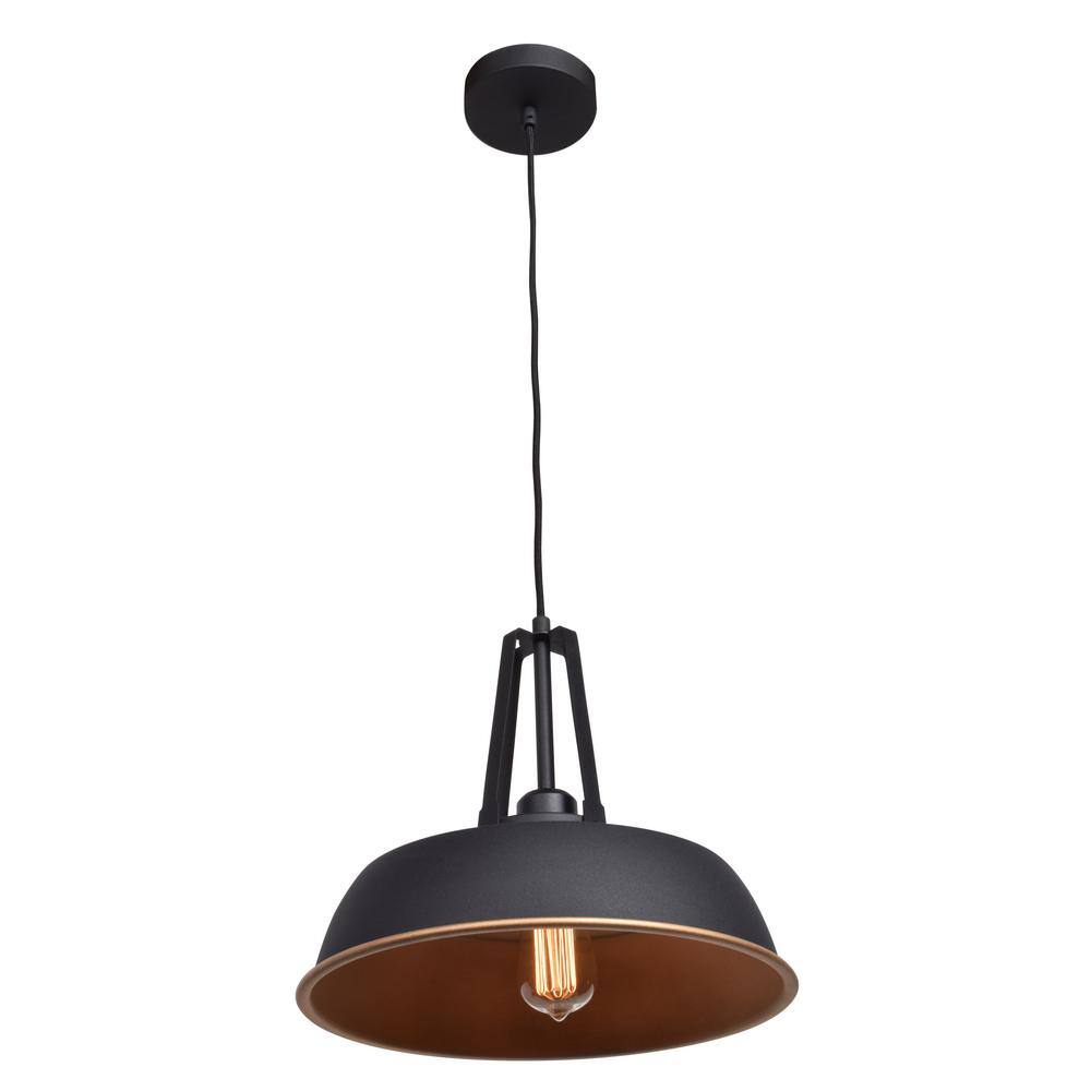 Nostalgia Matte Black 14" LED Pendant with Glass Accents