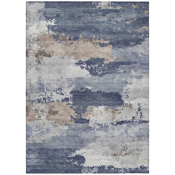 Chantille Machine Washable Indoor/Outdoor Abstract ACN2372 Navy 9 ft. x 12 ft. Area Rug