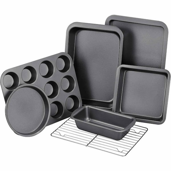 7-Piece Carbon Steel Nonstick Baking Sheet Set with Cooling Rack, Stackable Baking Pans for Cakes, Cookies Roasts