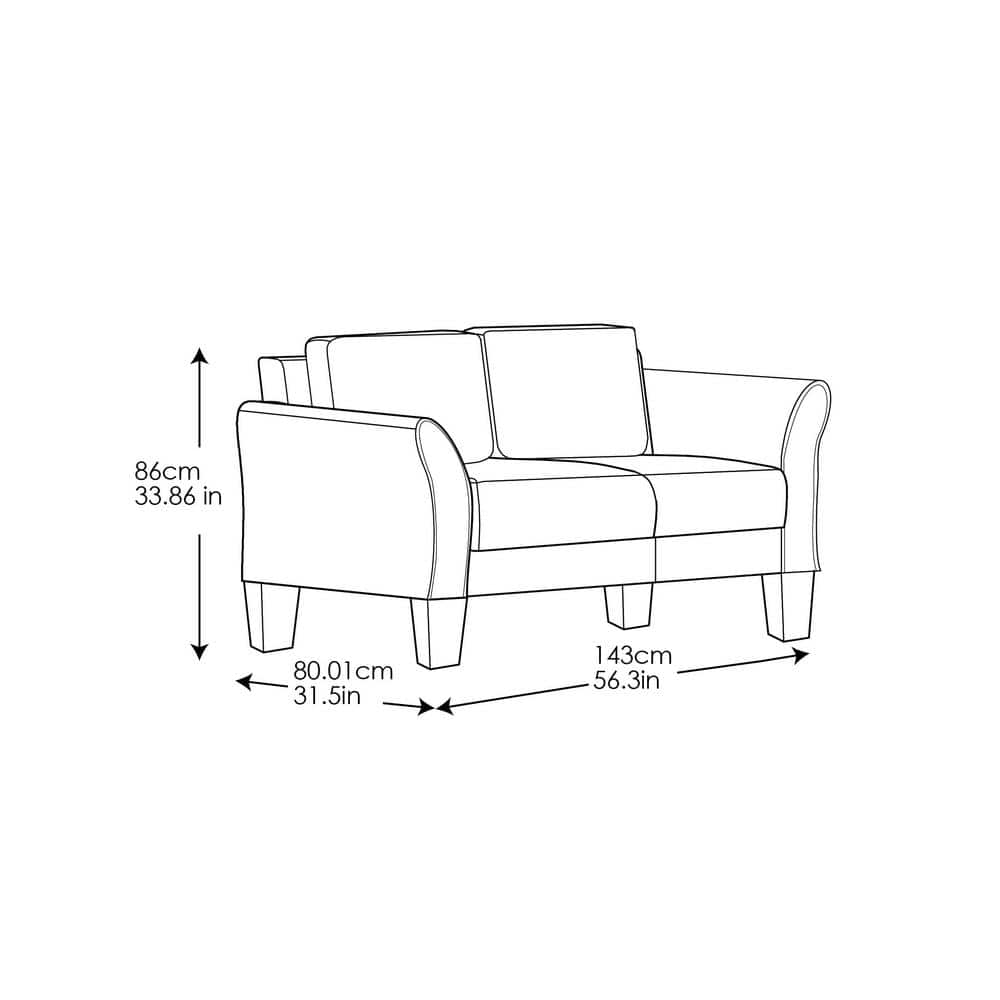 Wesley Coffee Microfiber Loveseat with Curved Arms