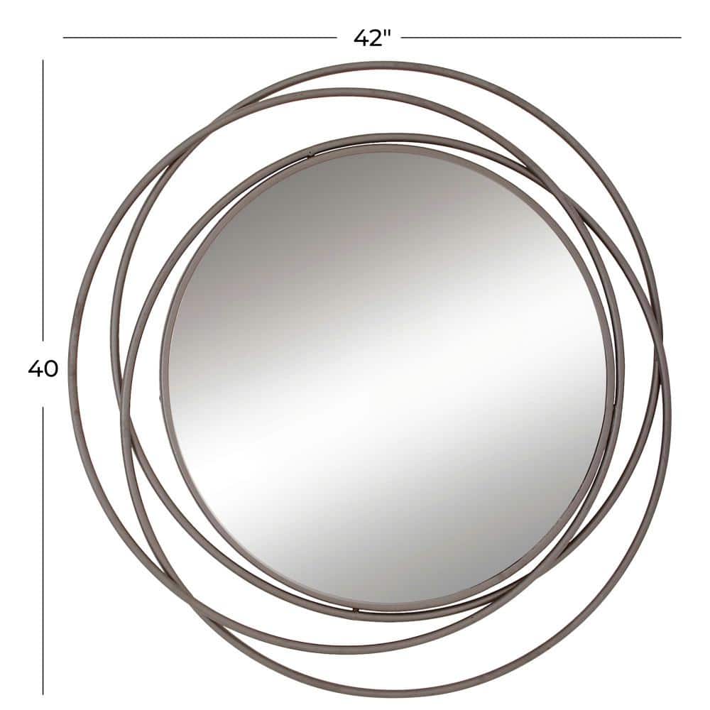 Elegant Overlapping Rings 42" Round Wood and Metal Wall Mirror