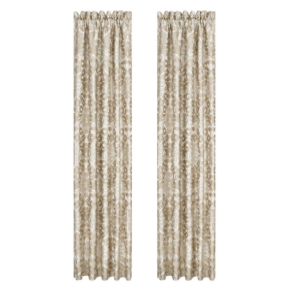 Amarella Gold Medallion Polyester Room Darkening Window Panel 50 in. W x 95