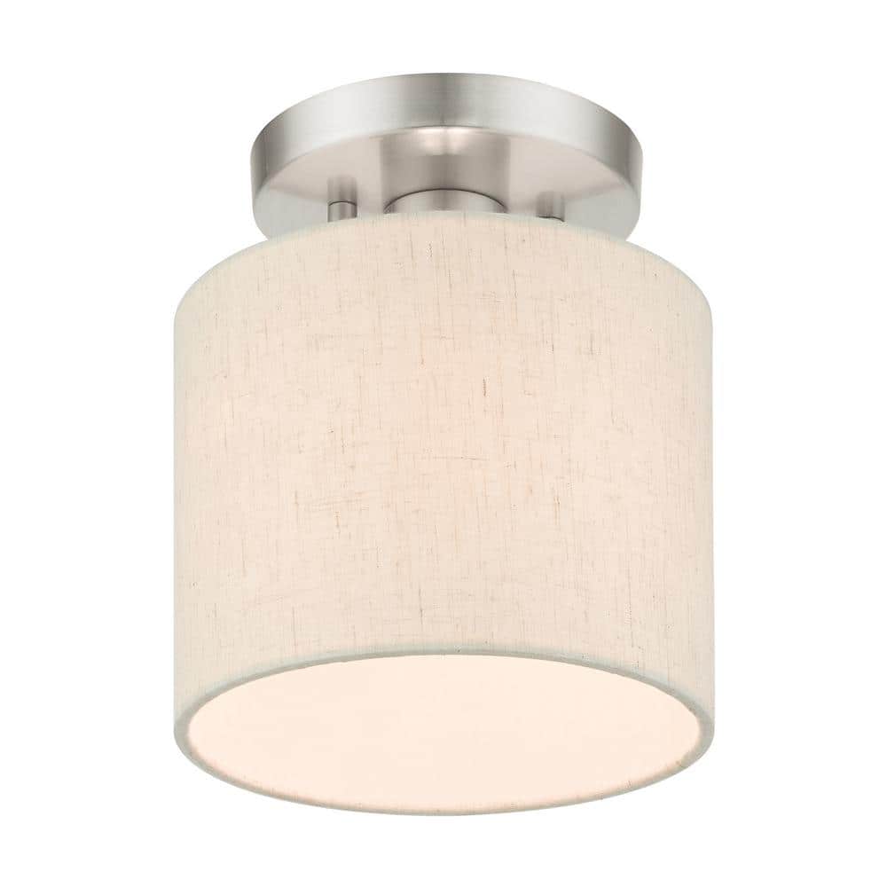 Meadow Brushed Nickel Petite Drum LED Semi-Flush Mount