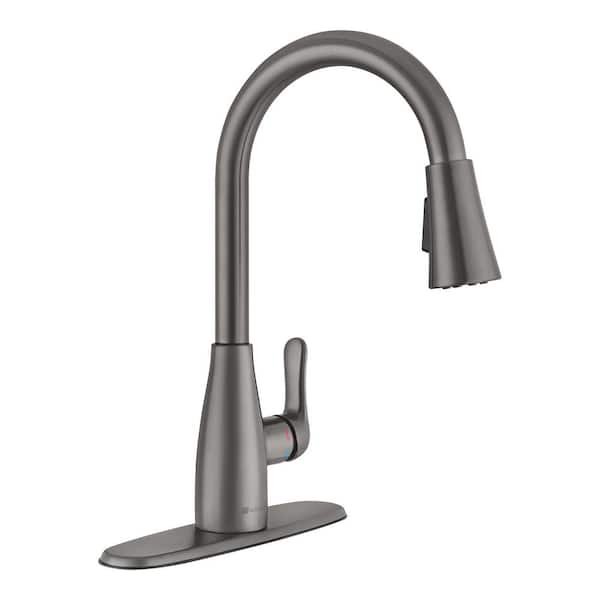 Glacier Bay McKenna Single Handle Pull Down Sprayer Kitchen Faucet In   Black Stainless Glacier Bay Pull Down Kitchen Faucets Hd67726w 12bs 64 600 