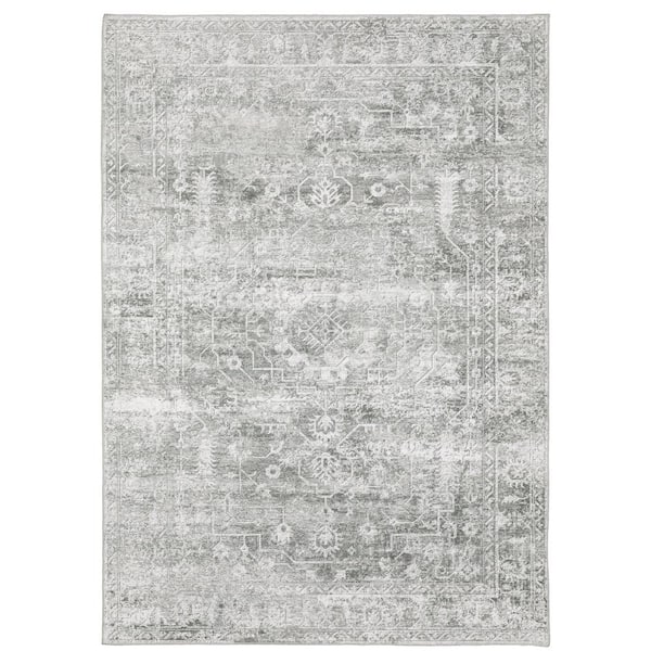 Maya Gray/Ivory 2 ft. x 8 ft. Distressed Oriental Area Rug