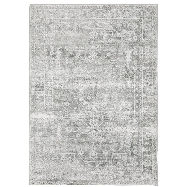 AVERLEY HOME Maya Distressed Oriental Gray/Ivory 3 ft. 6 in. x 5 ft. 6 in. Area Rug