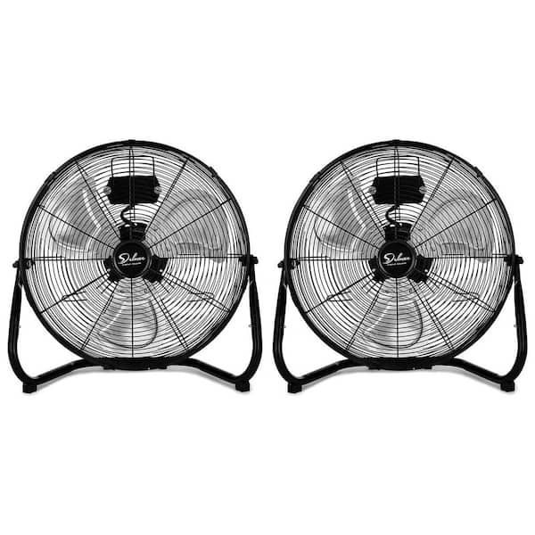 2-Pack 12 in. 3-Speed Metal High Velocity Heavy Duty Floor Fan in Black