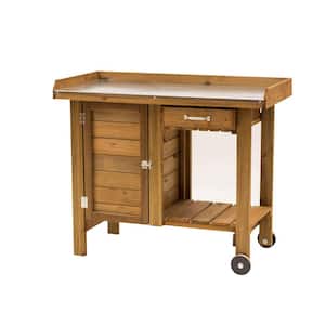 Gardener's Table with Wheels, Cabinet and Drawer