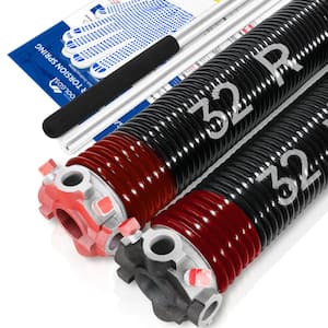 0.225 in. Wire x 2 in. x 32 in. L Electrophoresis Garage Door Torsion Springs in Red Left and Right with Winding Bars