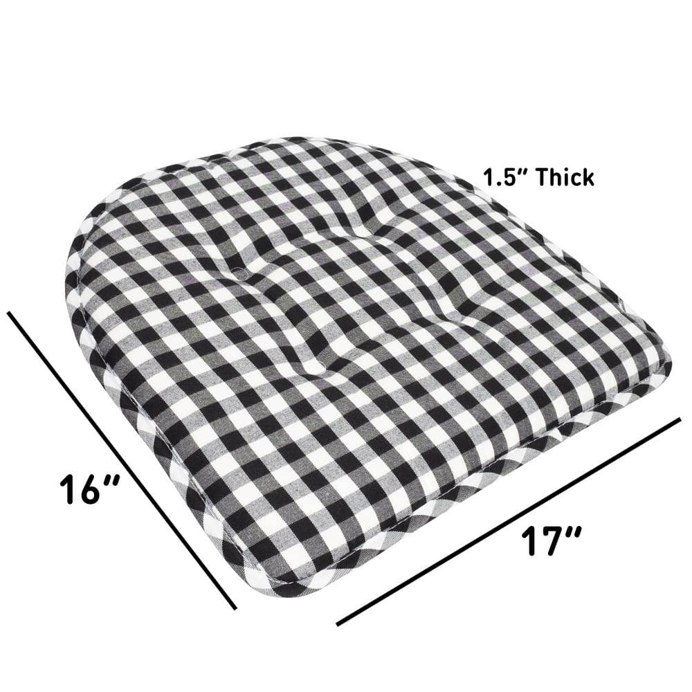 Black and White Buffalo Check Memory Foam Chair Cushion Set