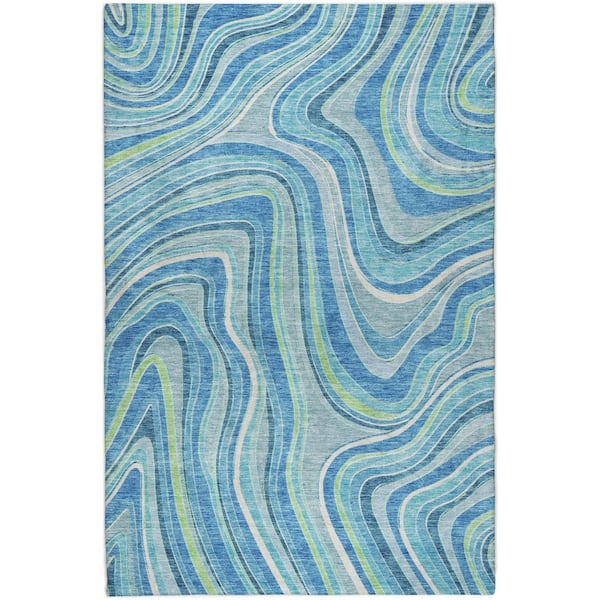 Dream Shag Premium Machine Washable Abstract ADS756 Blue 5 ft. x 7 ft. 6 in. Area Rug