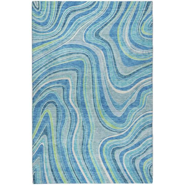 Dream Shag Premium Machine Washable Abstract ADS756 Blue 9 ft. x 12 ft. Area Rug