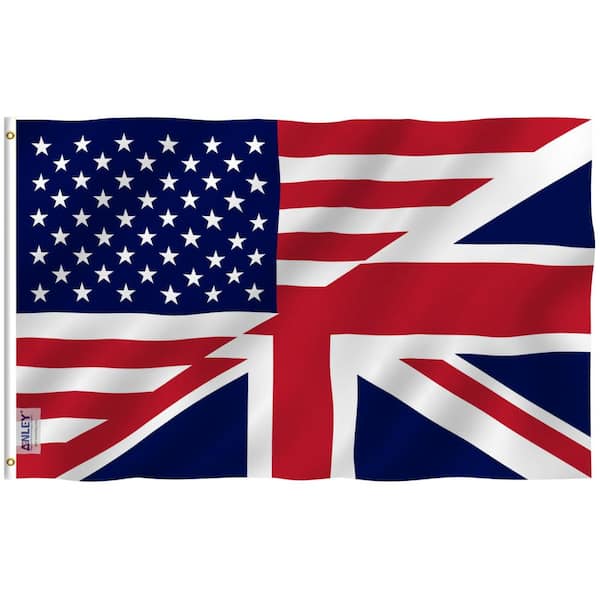 ANLEY Fly Breeze 3 ft. x 5 ft. Polyester America Britain Friendship Flag 2-Sided Banner with Brass Grommets and Canvas Header