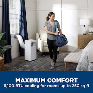 6,100 BTU Portable Air Conditioner 3-in-1 Cools 250 Sq. Ft. with Dehumidifier and Remote in White