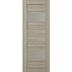 Romi 18 in. x 80 in. No Bore Solid Core 5-Lite Frosted Glass Shambor Finished Wood Composite Interior Door Slab