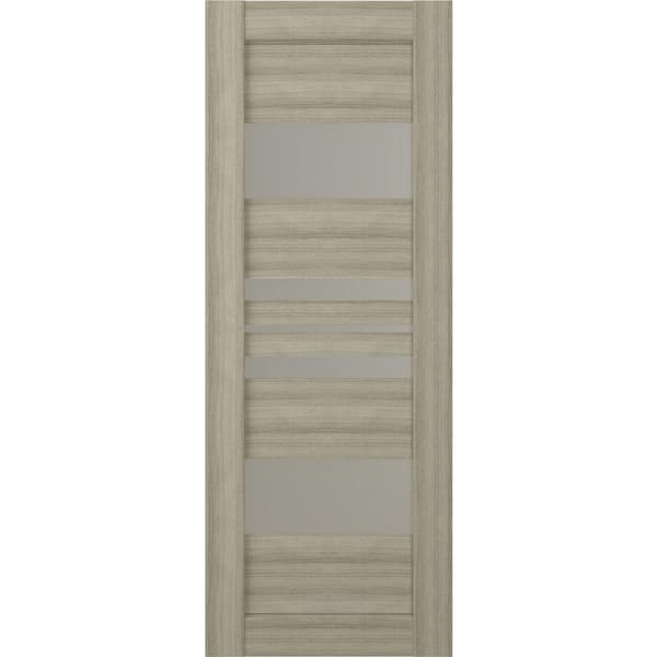 Belldinni 32 in. x 80 in. No Bore Solid Core 5-Lite Romi Frosted Glass Shambor Wood Composite Interior Door Slab