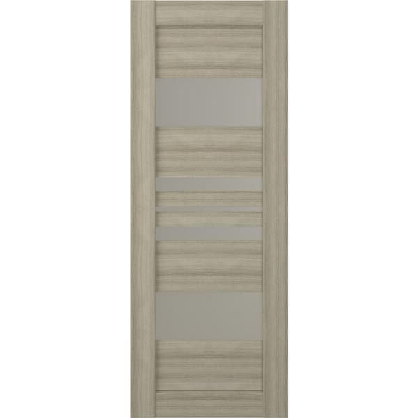 Belldinni 36 in. x 80 in. No Bore Solid Core 5-Lite Romi Frosted Glass Shambor Wood Composite Interior Door Slab
