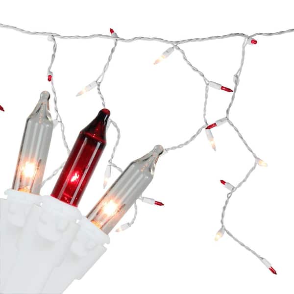 10 ft. 150-Light Red and Clear Mini Icicle Lights
