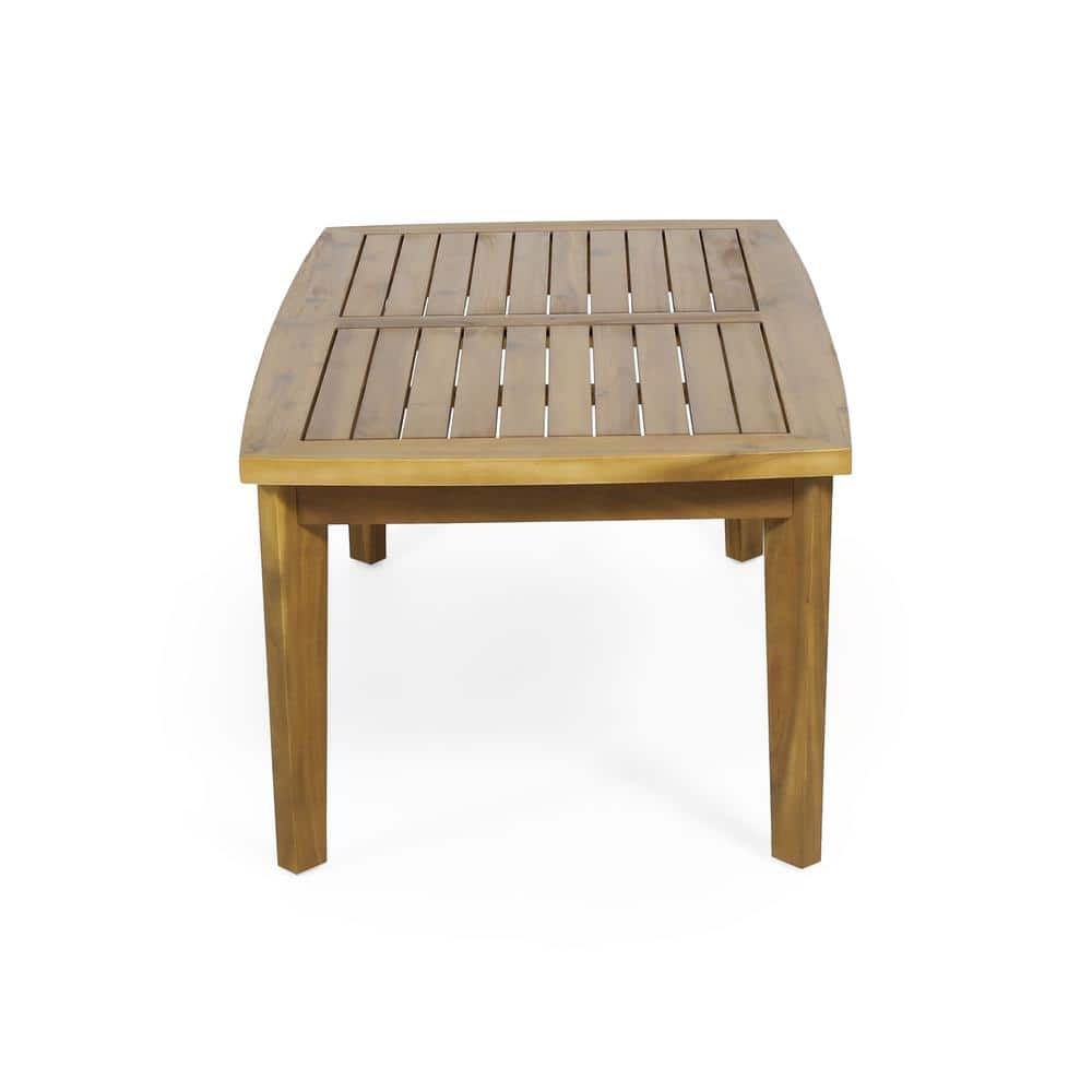 Teak Finish Rectangular Acacia Wood Outdoor Coffee Table