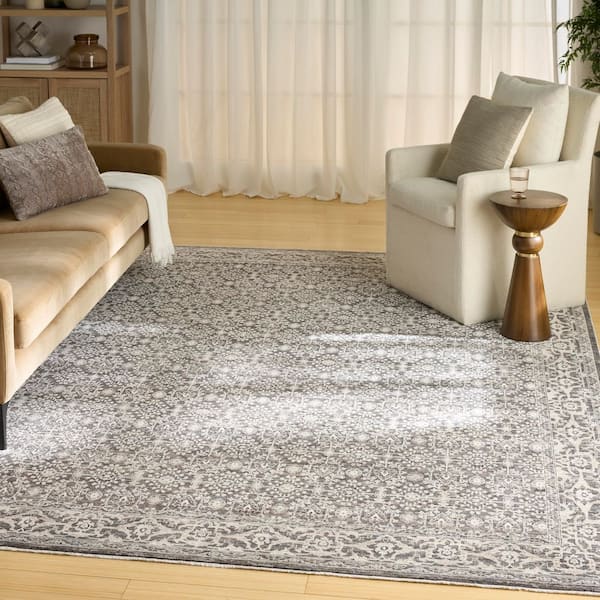 Outlines Charcoal Ivory 9 ft. x 12 ft. All-over design Traditional Area Rug