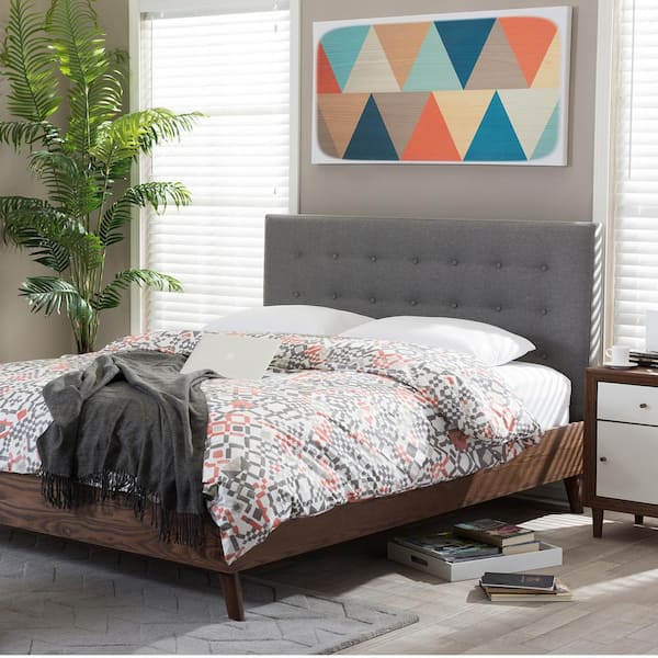 Baxton Studio Alinia Medium Brown and Gray Full Upholstered Bed