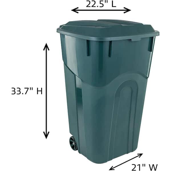 32 Gallon Wheeled Outdoor Garbage Can with Attached Lock Lid and Heavy-Duty  Handles, Black, Heavy-Duty Construction, Perfect Backyard, Deck, or Garage  Trash Can, 2 Pack