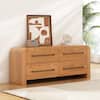 CHRISTOPHER KNIGHT HOME Sapphire Brown 4-Drawer 63 in. Wood Dresser with Black Metal Handles Curved Profile Design Natural 156516