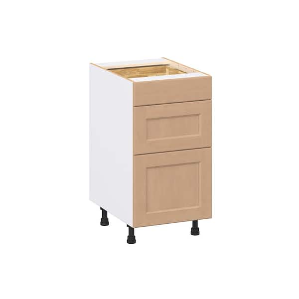 Lakewood Sugar Cookie Shaker Assembled Base Kitchen Cabinet with 3 Drawers (18 in. W x 34.5 in. H x 24 in. D)