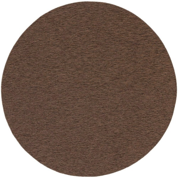Nourison Practical Solutions Mocha 8 ft. x 8 ft. Diamond Contemporary Round Area Rug