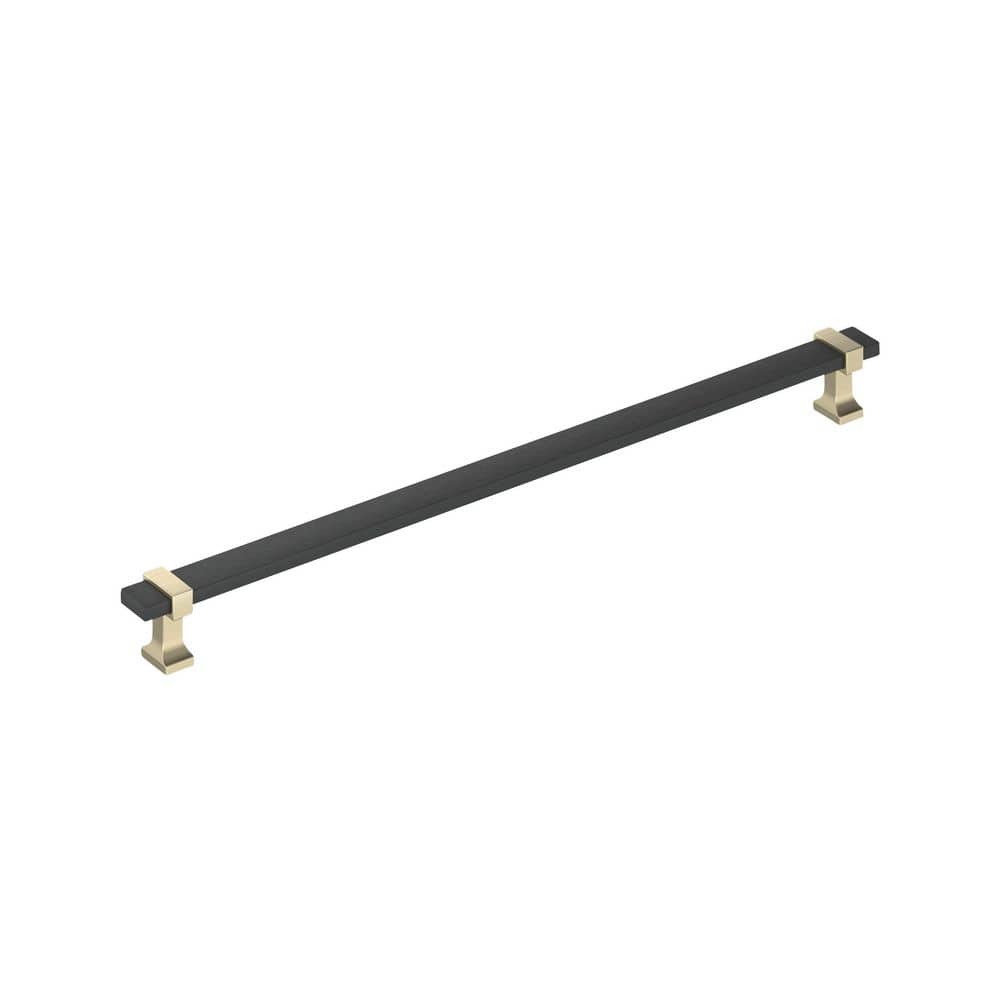 Overton 12-5/8 in. (320mm) Center-to-Center Modern Brushed Matte Black/Golden Champagne Bar Cabinet Pull price history on PriceWatchPro