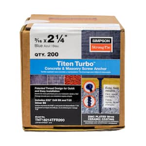 Titen Turbo 3/16 in. x 2-1/4 in. 6-Lobe Flat-Head Concrete and Masonry Screw, Blue (200-Pack)