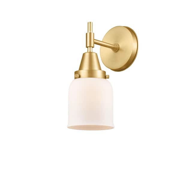 Caden 1-Light Satin Gold, Matte White Wall Sconce with White Glass Shade