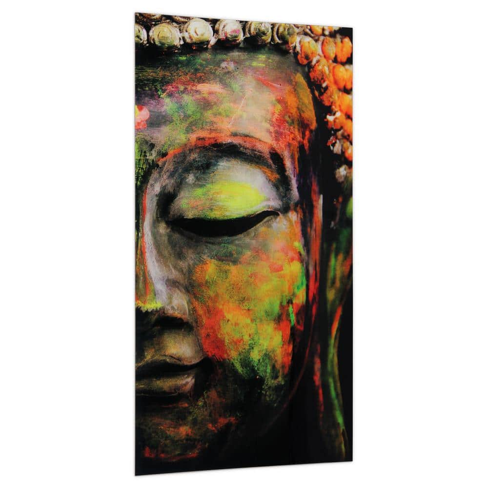 Large Multicolor Buddha Tempered Glass Wall Art Panel