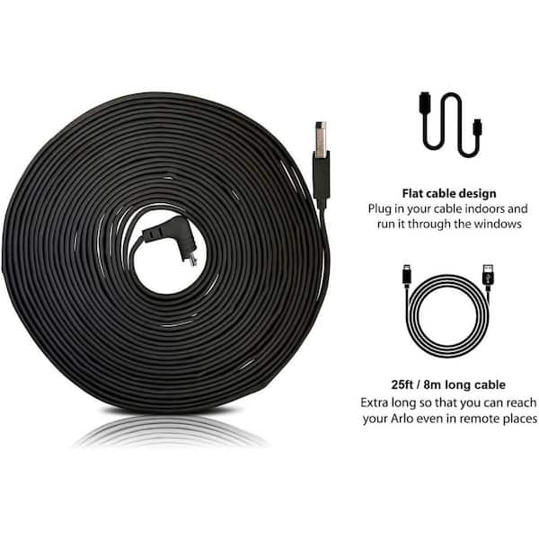 White Wasserstein Weatherproof 6ft//1.8m Cable Compatible with Arlo Pro /& Arlo Pro 2
