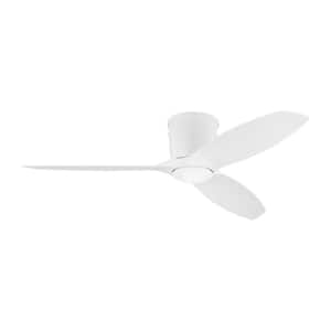 Titus 52 in. Modern Integrated LED Indoor/Outdoor Matte White Hugger Ceiling Fan with White Blades and Remote Control