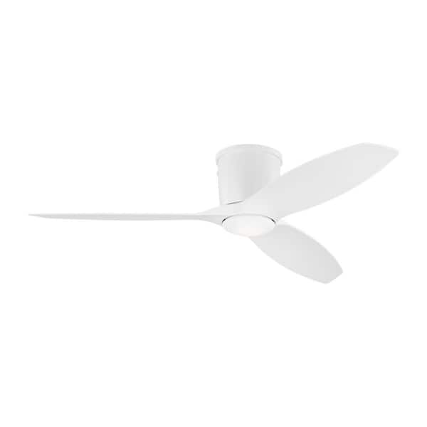 Generation Lighting Titus 52 in. Modern Integrated LED Indoor/Outdoor Matte White Hugger Ceiling Fan with White Blades and Remote Control