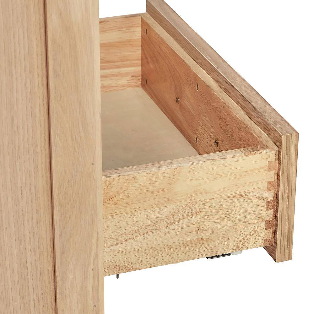 66'' Medium Oak Double Freestanding Bathroom Vanity with Black Hardware