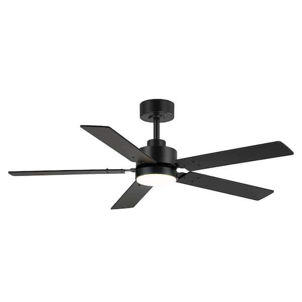 Breezary Orville 48 in. Indoor Black Ceiling Fan with Color-Changing LED Light, Reversible Blades and Remote Included